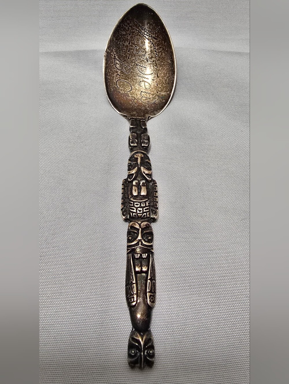 Vintage Sterling Silver British Columbia Totem Pole Souvenir Spoon